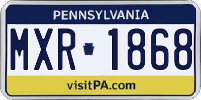 PA license plate MXR1868
