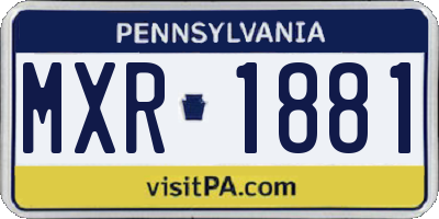 PA license plate MXR1881