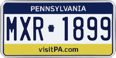 PA license plate MXR1899