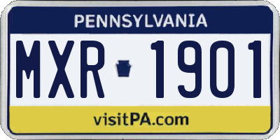PA license plate MXR1901