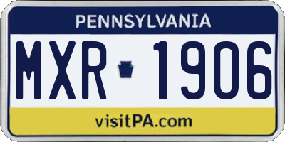 PA license plate MXR1906