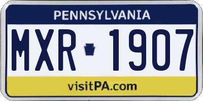 PA license plate MXR1907