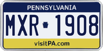 PA license plate MXR1908