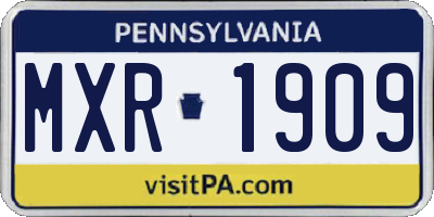 PA license plate MXR1909