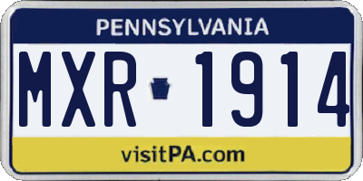 PA license plate MXR1914