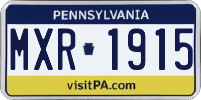 PA license plate MXR1915
