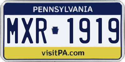 PA license plate MXR1919