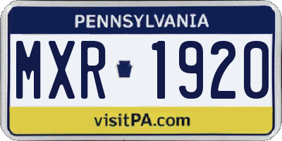 PA license plate MXR1920