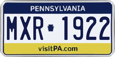 PA license plate MXR1922