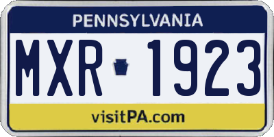 PA license plate MXR1923