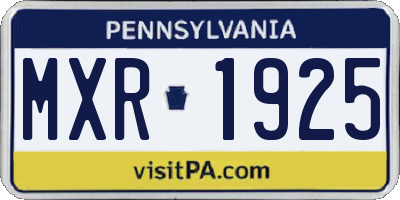 PA license plate MXR1925