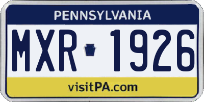PA license plate MXR1926