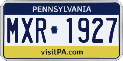 PA license plate MXR1927
