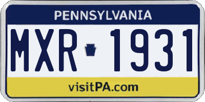 PA license plate MXR1931