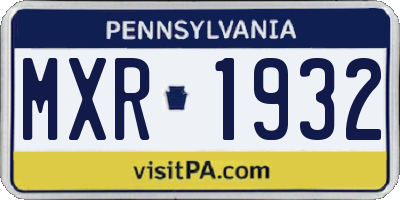 PA license plate MXR1932