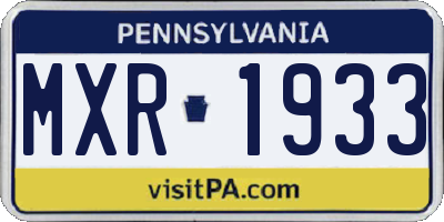 PA license plate MXR1933