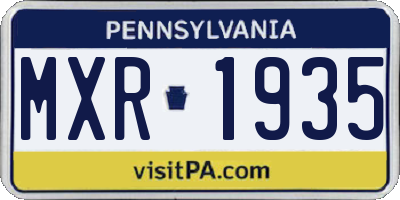 PA license plate MXR1935