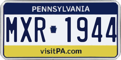 PA license plate MXR1944