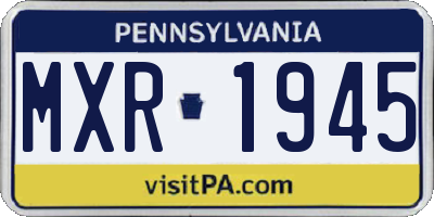 PA license plate MXR1945