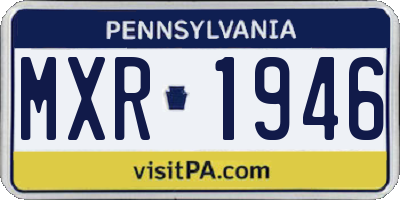 PA license plate MXR1946