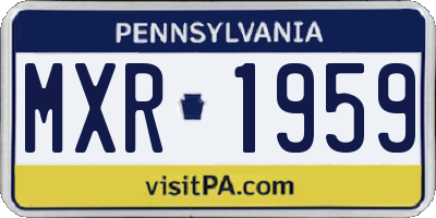 PA license plate MXR1959