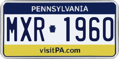 PA license plate MXR1960