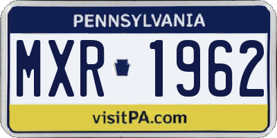 PA license plate MXR1962