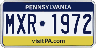 PA license plate MXR1972