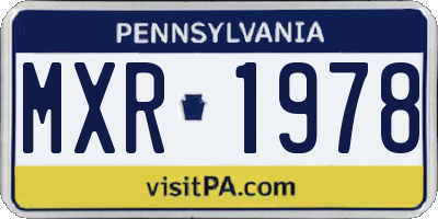 PA license plate MXR1978
