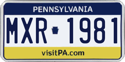 PA license plate MXR1981