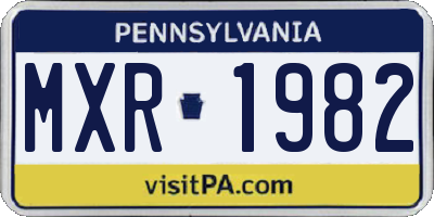 PA license plate MXR1982