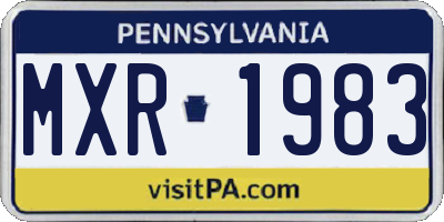 PA license plate MXR1983