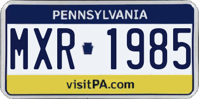 PA license plate MXR1985