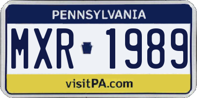 PA license plate MXR1989