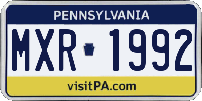 PA license plate MXR1992