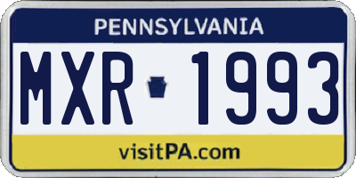 PA license plate MXR1993