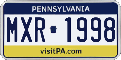 PA license plate MXR1998