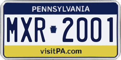 PA license plate MXR2001