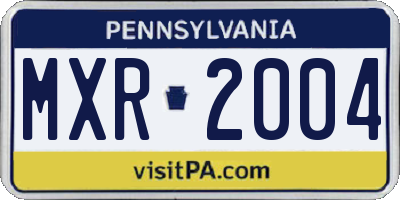 PA license plate MXR2004