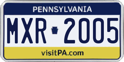 PA license plate MXR2005