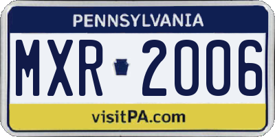 PA license plate MXR2006