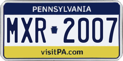 PA license plate MXR2007