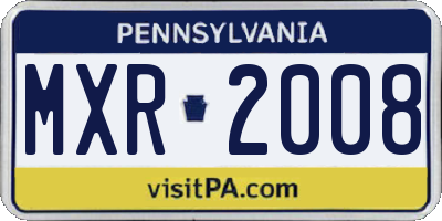 PA license plate MXR2008