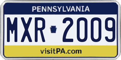 PA license plate MXR2009
