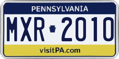 PA license plate MXR2010
