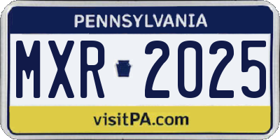 PA license plate MXR2025