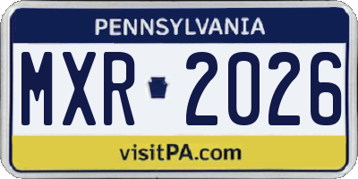 PA license plate MXR2026