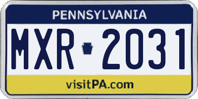 PA license plate MXR2031