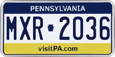 PA license plate MXR2036