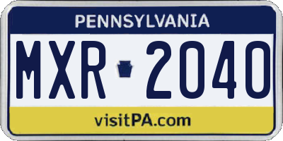 PA license plate MXR2040